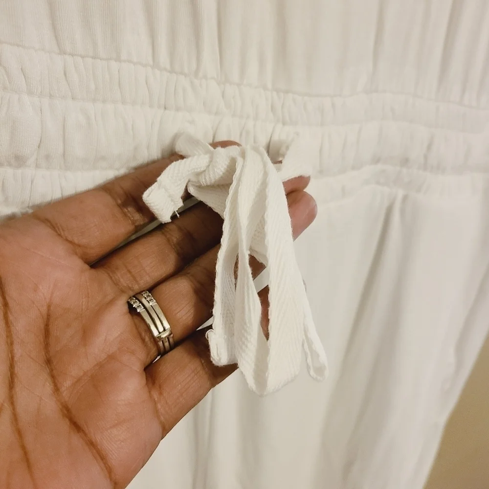 Hybrid & Company | Women's White High Waist Wide Legged Jumpsuit (Size 1X)